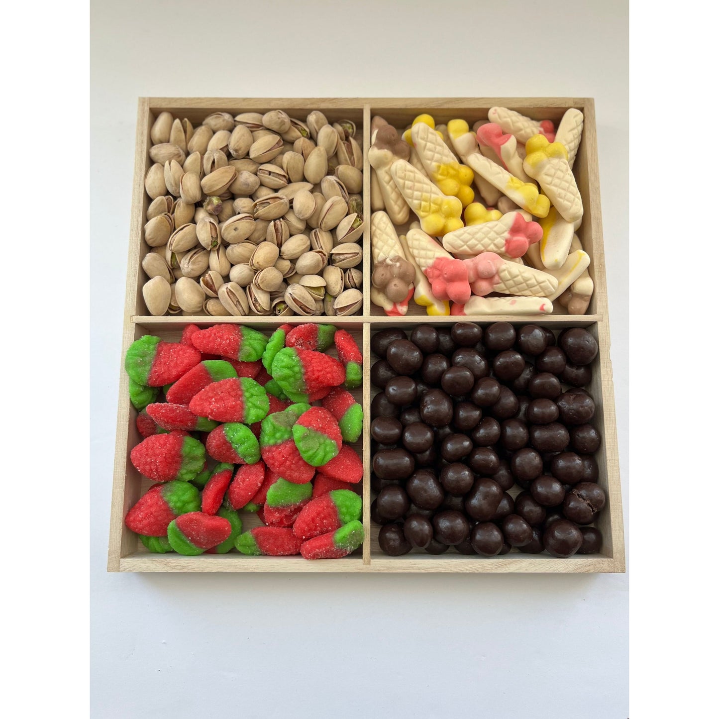 10" Square 4 Section Wood Tray