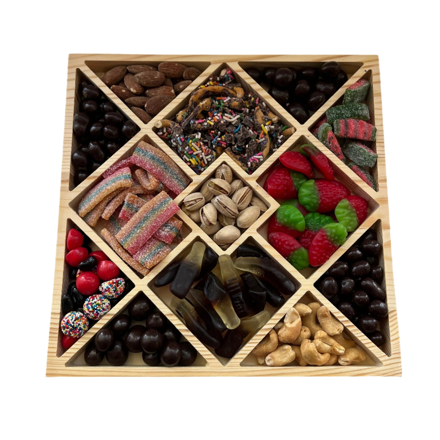 Square Sectional Wooden Trays-10"X10"X1.13"