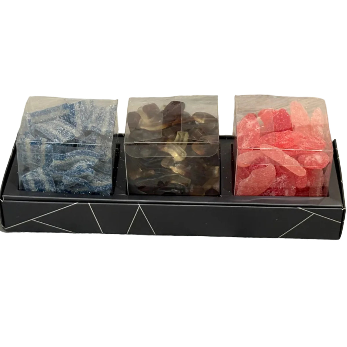 3 square shaped clear boxes with Rectangule Tray (Gray)