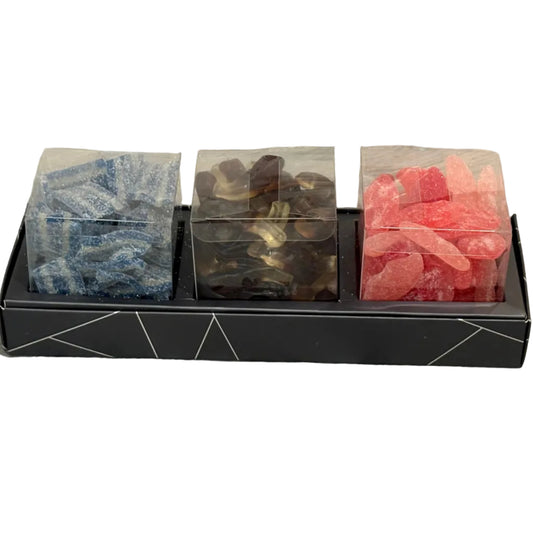 3 square shaped clear boxes with Rectangule Tray (Gray)