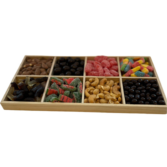 Rectangular 8 Sectional Wooden Tray 7"X14"X1.25"