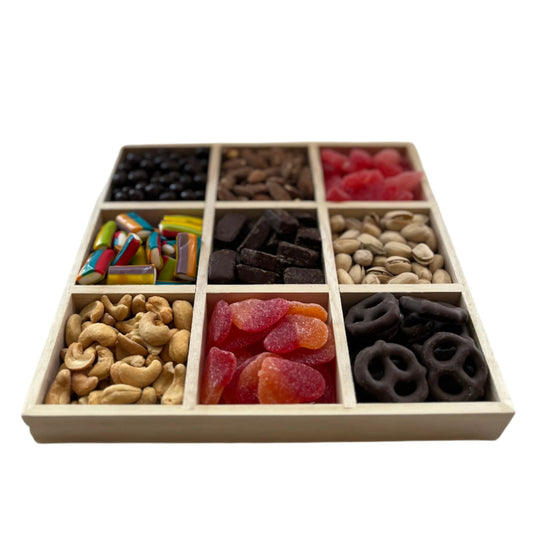 9 Sectioned Wooden Serving Tray (10.5"x10.5"x1.25")