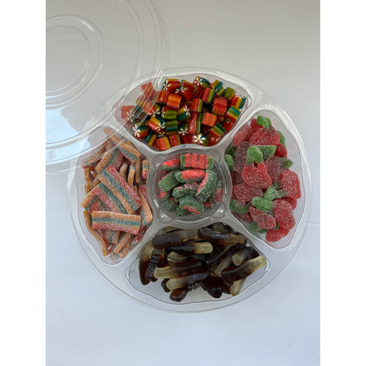 Large Round 5 Section Tray with Lid